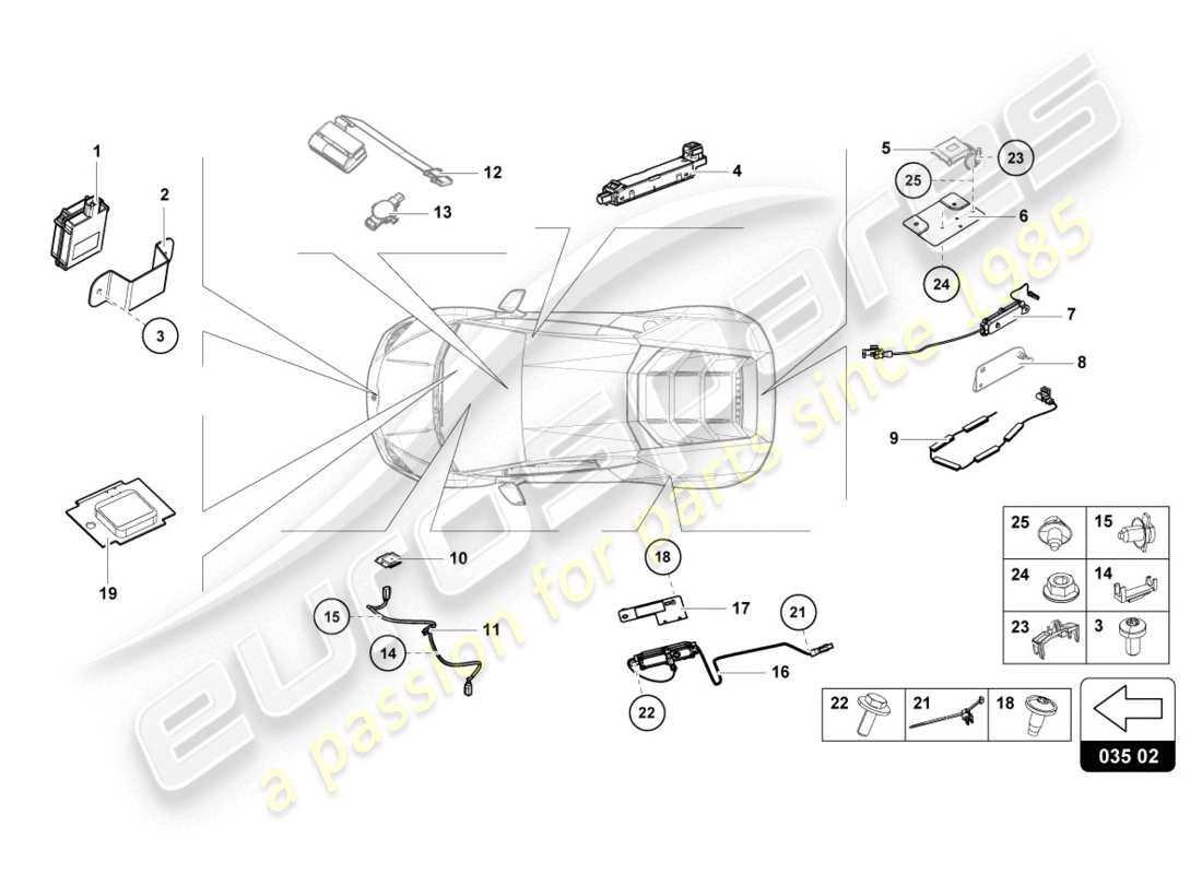 lamborghini 2020 (evo spyder) aerial part diagram