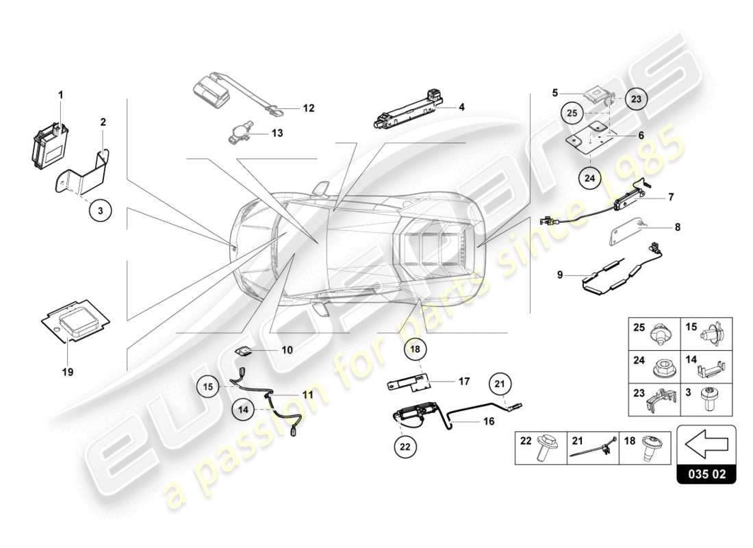 lamborghini evo spyder (2020) aerial part diagram