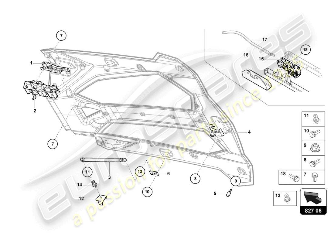 lamborghini lp700-4 roadster (2017) engine cover with insp. cover parts diagram