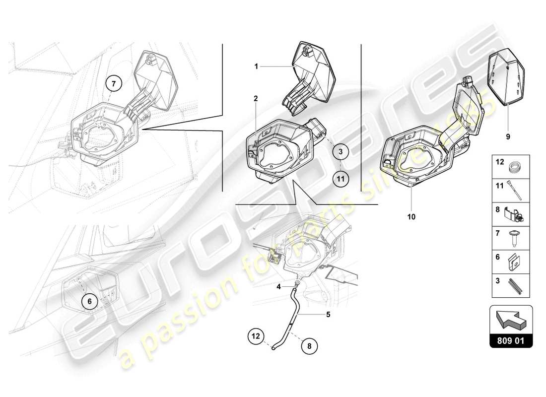 lamborghini lp740-4 s roadster (2019) fuel filler flap parts diagram