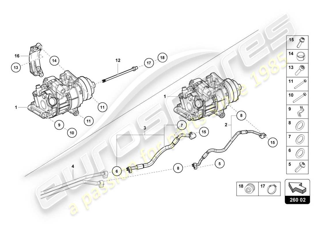 lamborghini evo coupe 2wd (2020) a/c compressor parts diagram