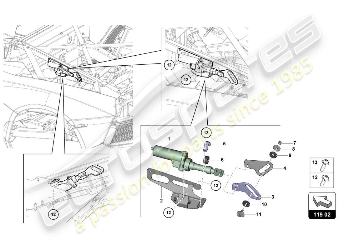 lamborghini lp700-4 coupe (2015) motor for wind deflector part diagram