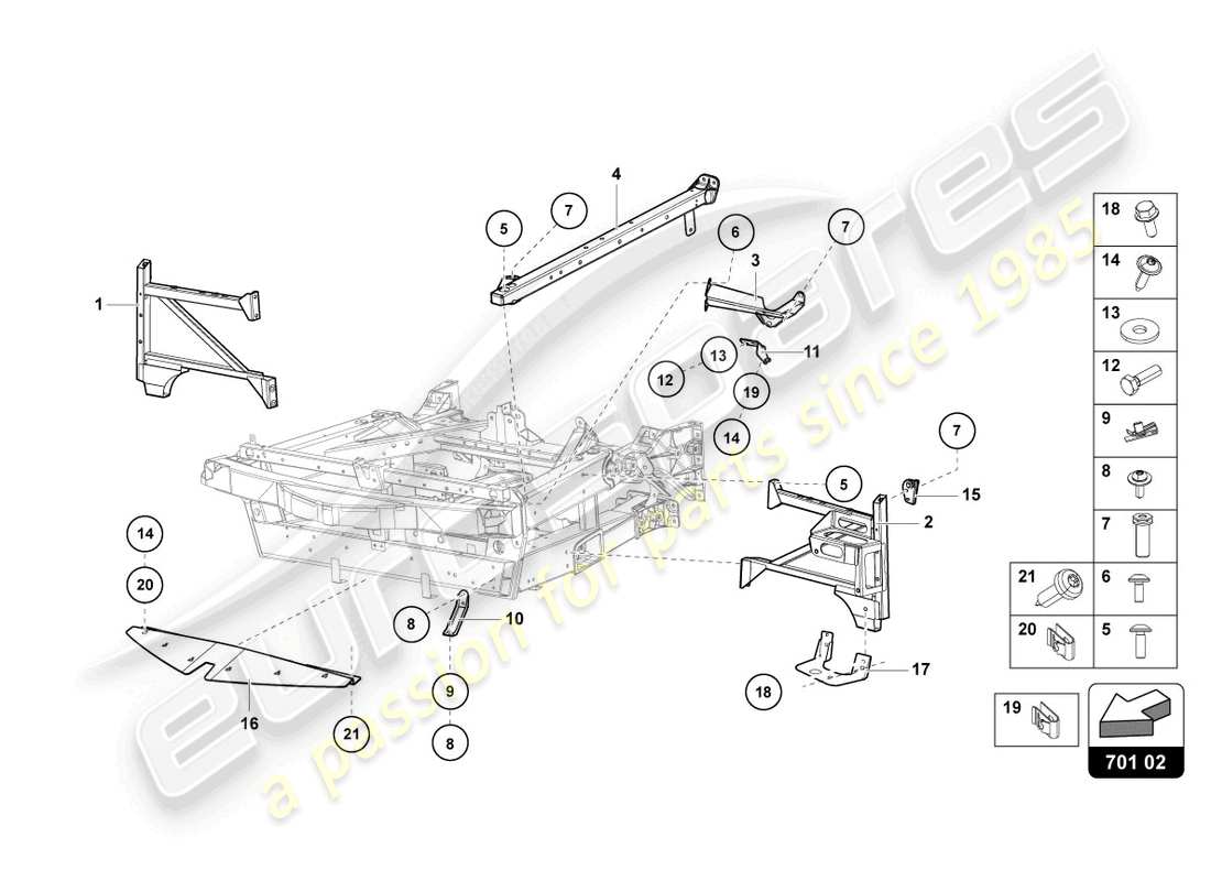 lamborghini lp740-4 s roadster (2019) trim frame front part part diagram