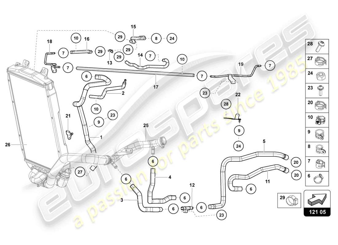 lamborghini lp700-4 roadster (2016) cooling system parts diagram