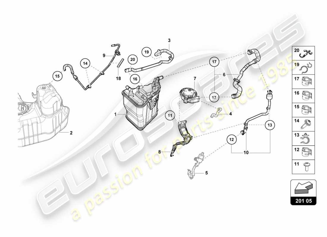 lamborghini lp580-2 spyder (2018) activated charcoal container part diagram