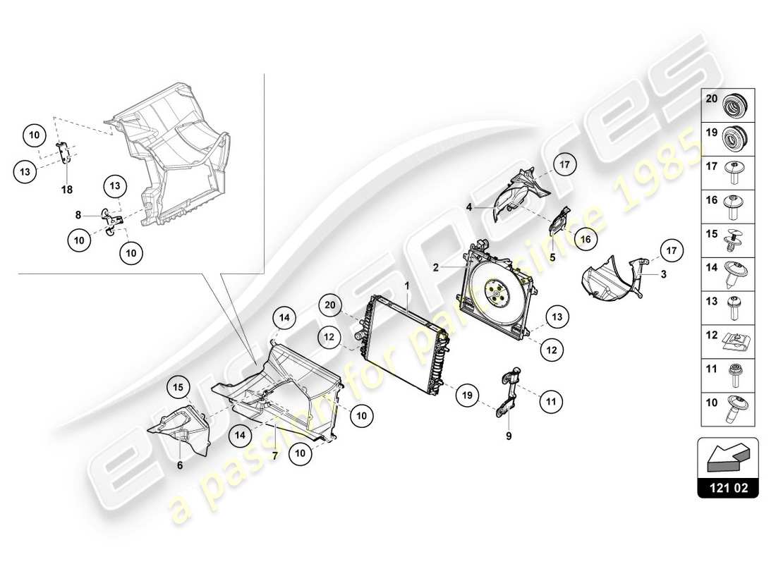 lamborghini lp610-4 coupe (2018) cooler for coolant parts diagram