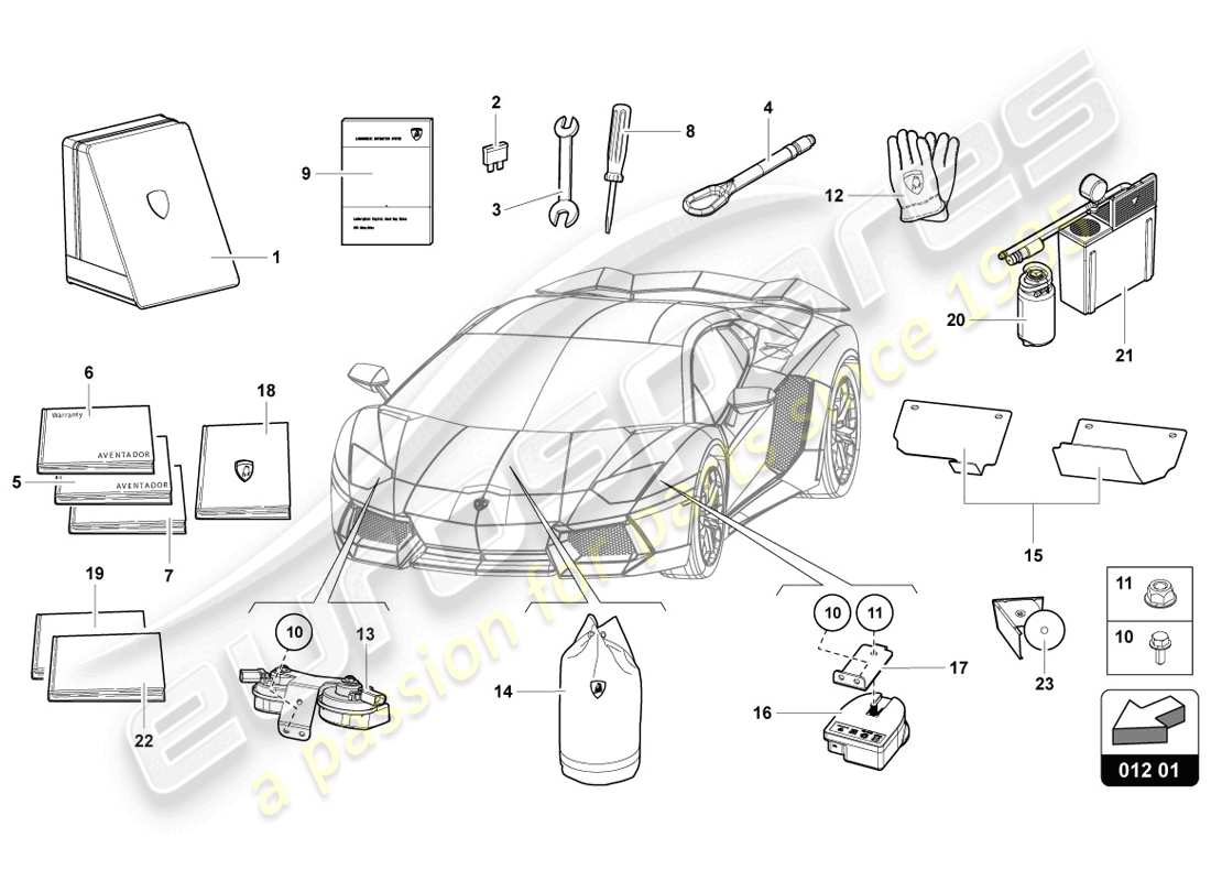 lamborghini lp720-4 coupe 50 (2014) vehicle tools parts diagram