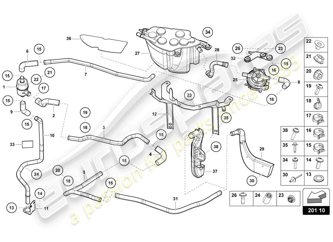 lamborghini 2014 (lp720-4 coupe 50) activated carbon filter system part diagram