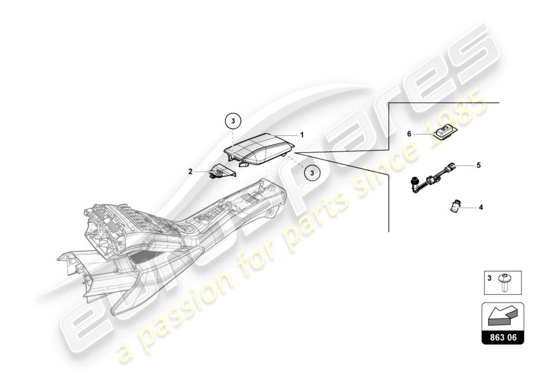 lamborghini lp610-4 coupe (2018) stowage compartment part diagram