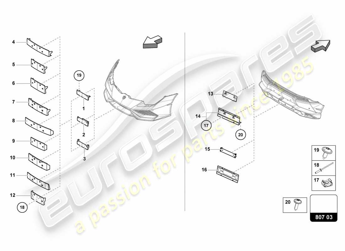 lamborghini lp580-2 coupe (2019) licence plate holder parts diagram