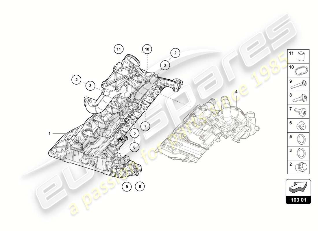 lamborghini lp580-2 spyder (2017) engine oil sump part diagram