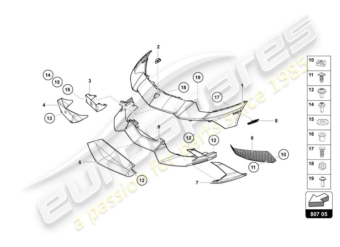 lamborghini 2015 (lp720-4 roadster 50) bumper, complete part diagram