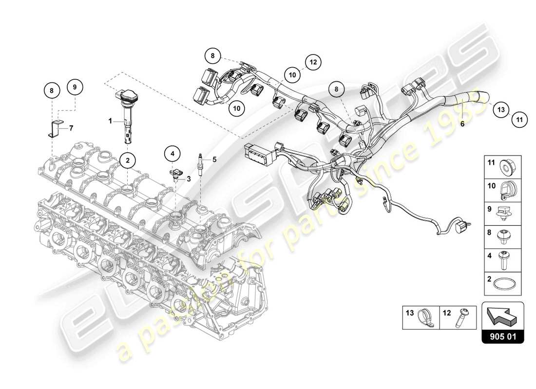 lamborghini lp740-4 s roadster (2019) ignition system part diagram