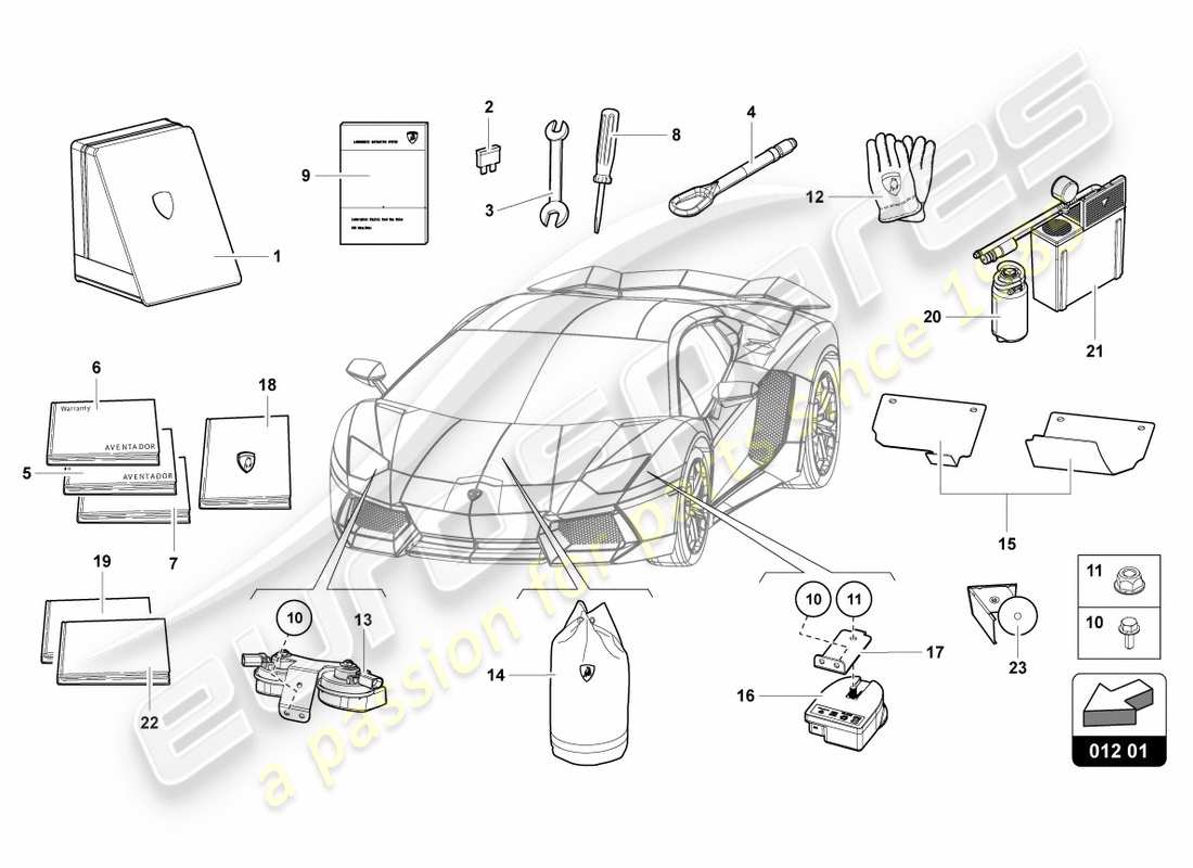 lamborghini lp700-4 coupe (2012) vehicle tools part diagram