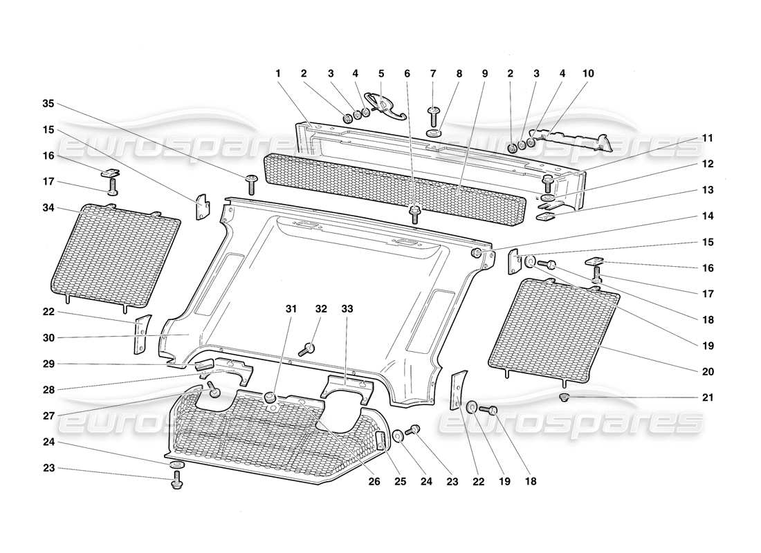 lamborghini diablo sv (1997) rear body elements parts diagram