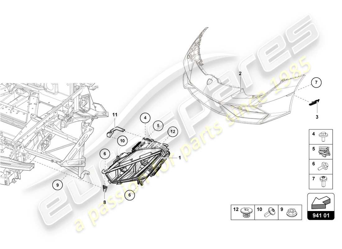 lamborghini lp610-4 coupe (2018) led headlight part diagram