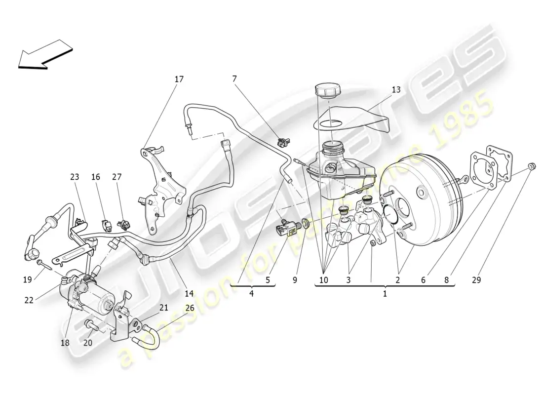 maserati levante gt (2022) brake servo system parts diagram