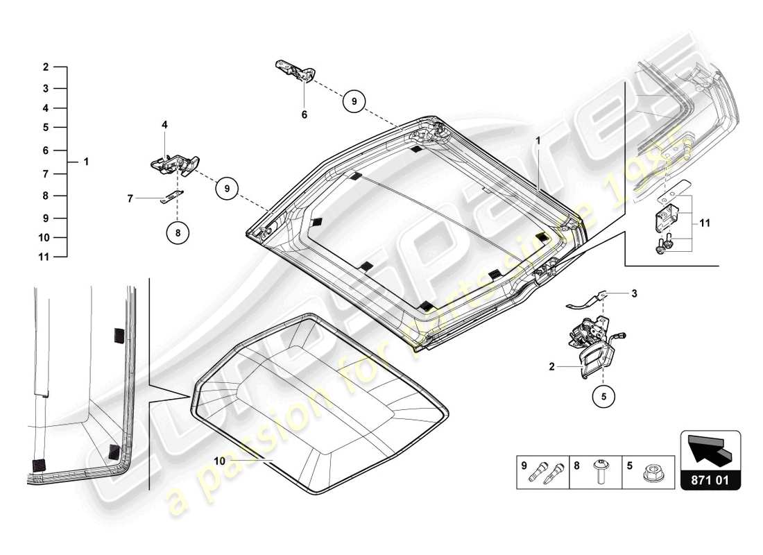lamborghini 2016 (lp700-4 roadster) cabrio roof parts diagram