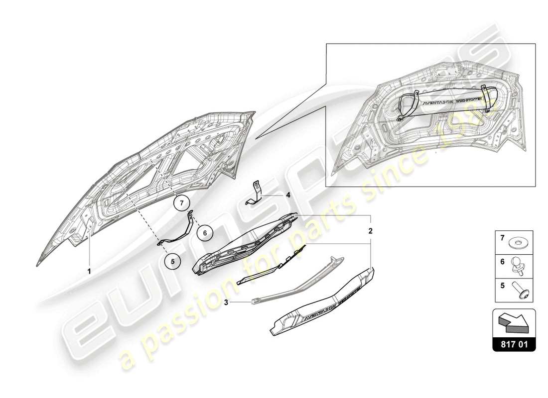 lamborghini lp700-4 roadster (2016) windbreak parts diagram