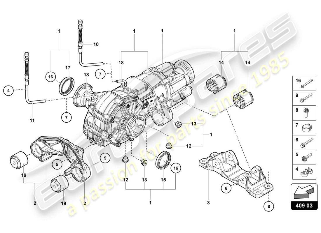 lamborghini 2014 (lp720-4 coupe 50) front axle differential with visco clutch part diagram