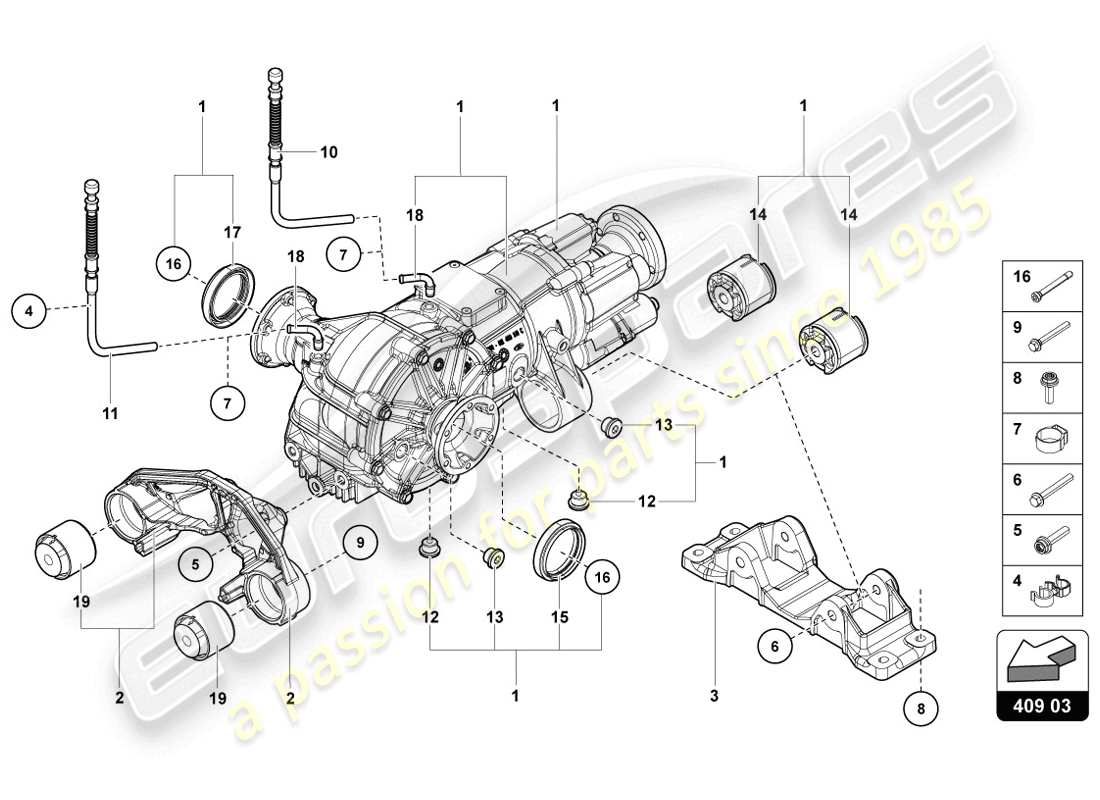 lamborghini lp720-4 coupe 50 (2014) front axle differential with visco clutch parts diagram