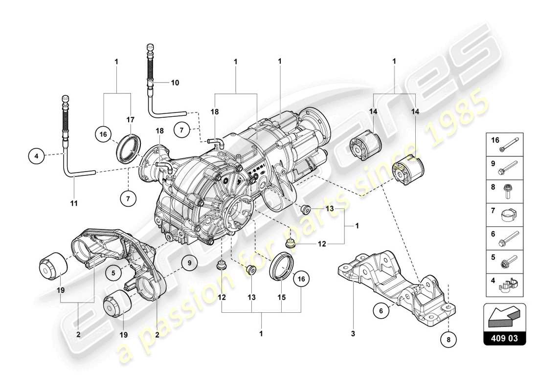 lamborghini 2015 (lp750-4 sv coupe) front axle differential with visco clutch part diagram
