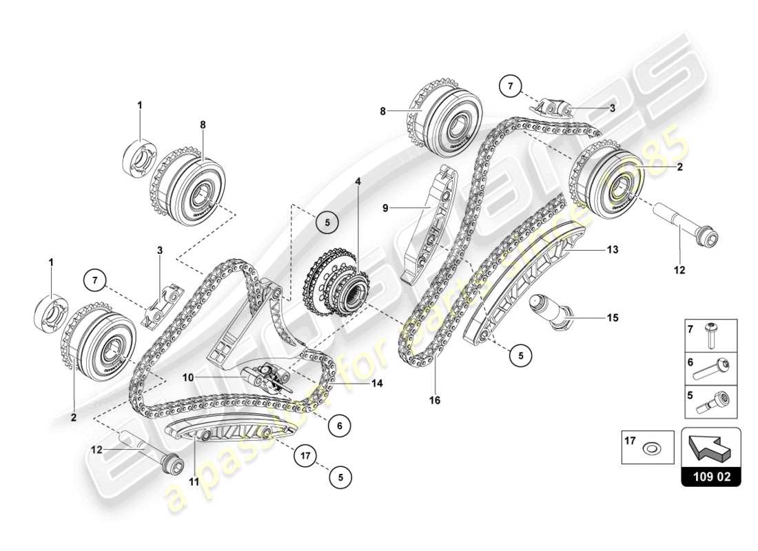 lamborghini 2019 (lp740-4 s roadster) timing chain part diagram