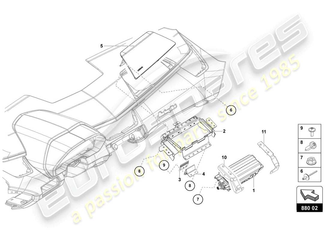 lamborghini lp770-4 svj coupe (2021) airbag unit part diagram
