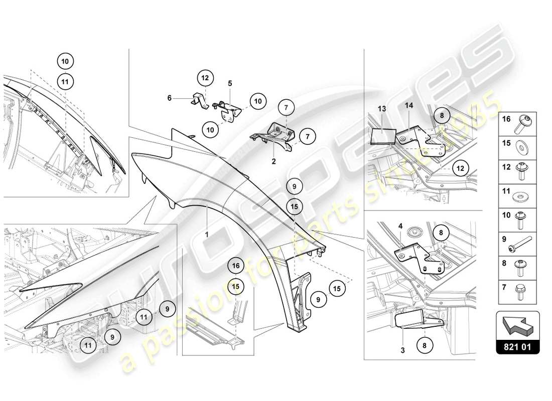 lamborghini lp700-4 coupe (2015) wing front part diagram