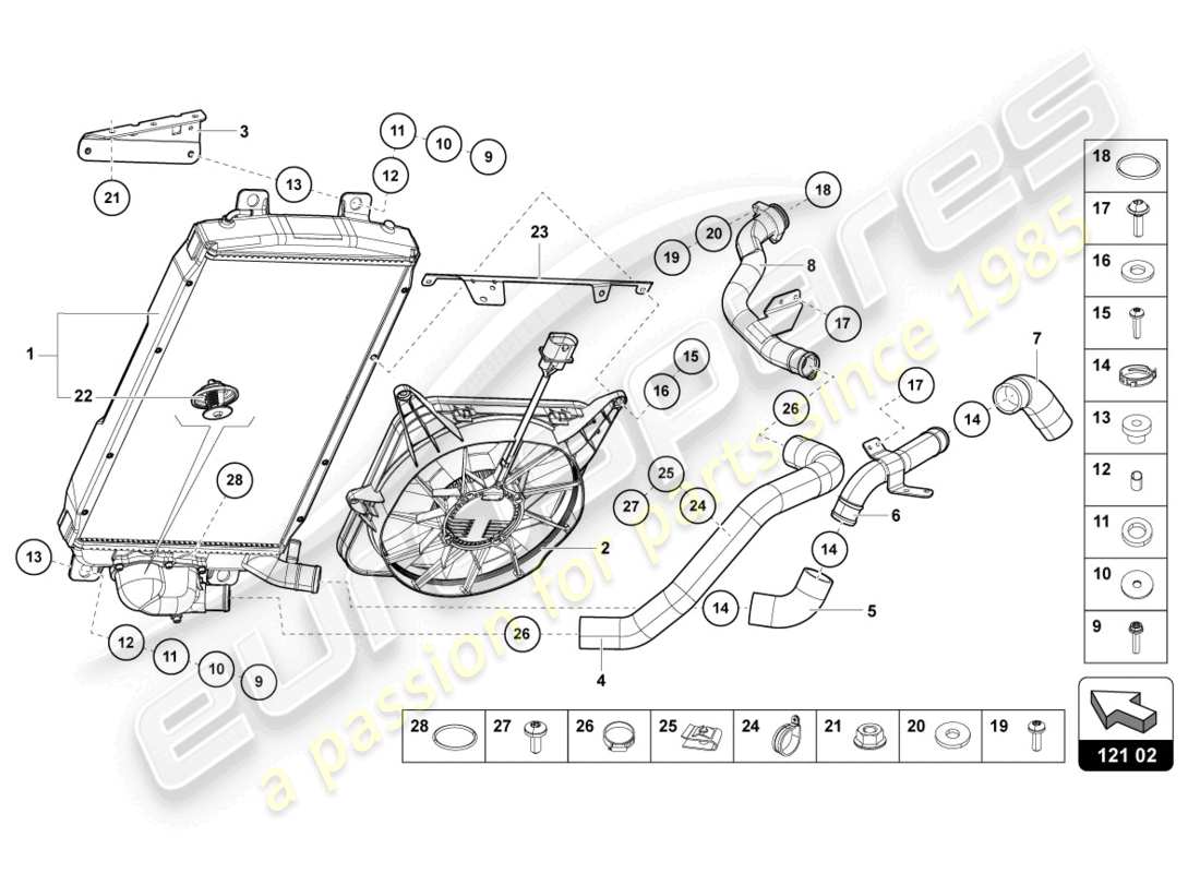 lamborghini lp700-4 roadster (2016) cooler for coolant parts diagram