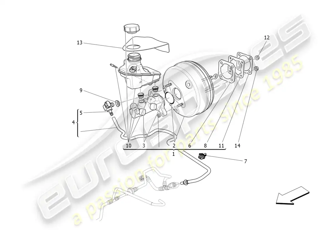 maserati ghibli (2015) brake servo system parts diagram