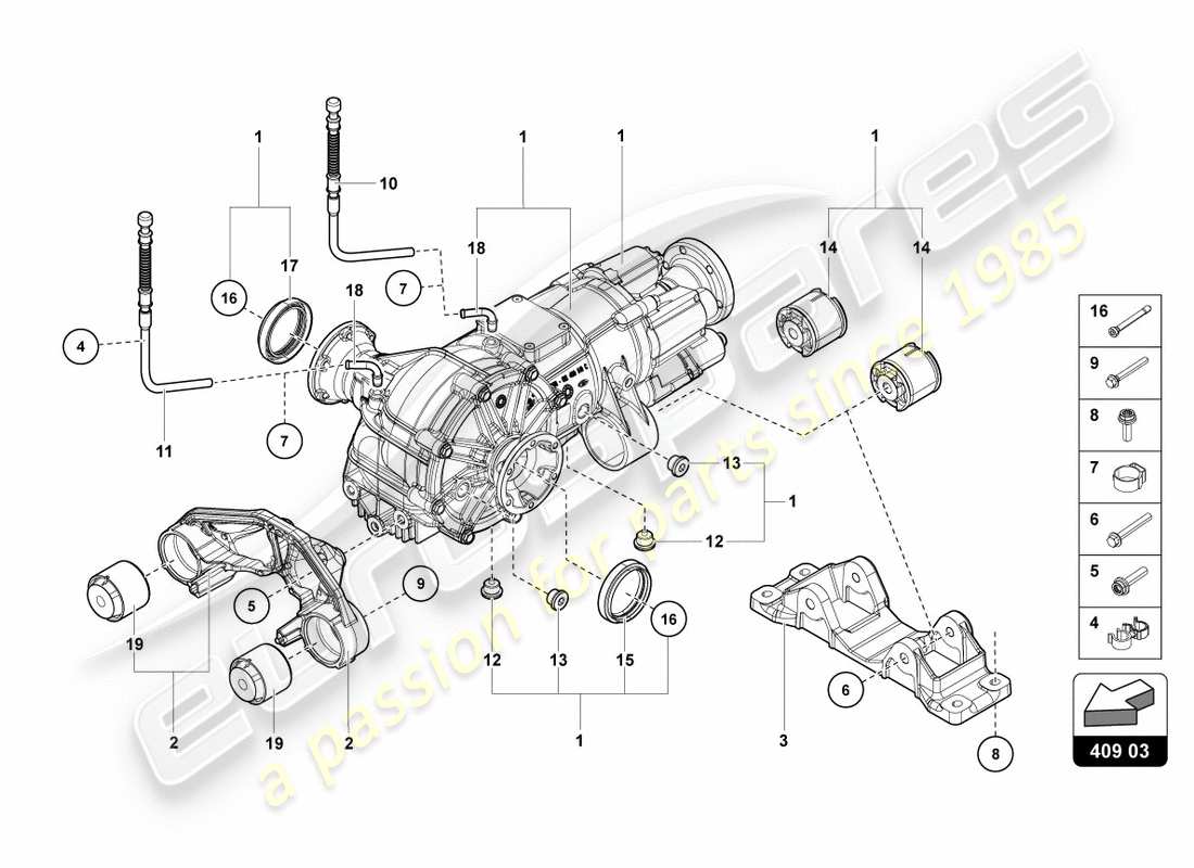 lamborghini 2012 (lp700-4 coupe)) front axle differential with visco clutch parts diagram