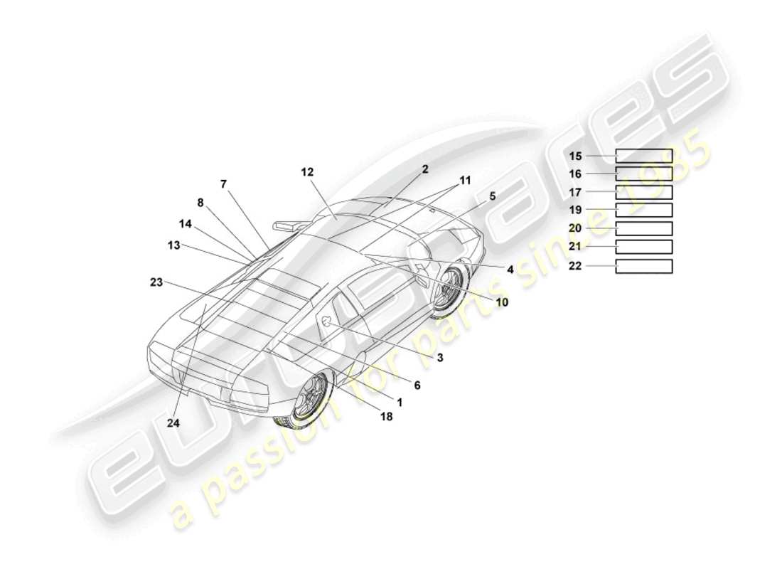 lamborghini murcielago roadster (2006) type plates part diagram