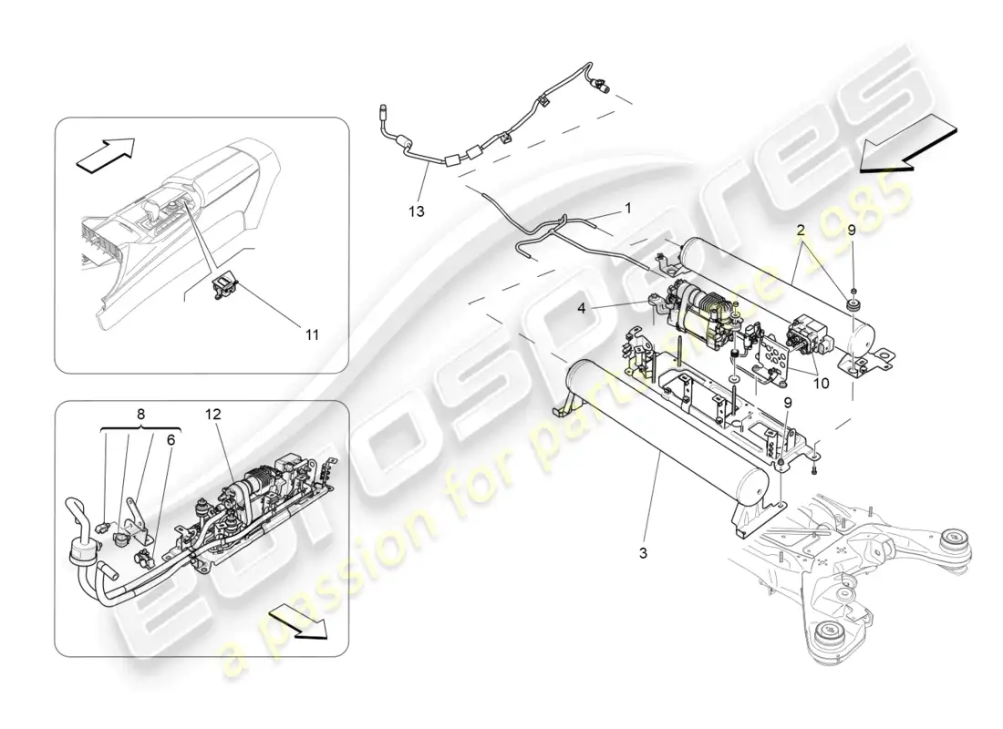 maserati levante modena (2022) air suspension system parts diagram