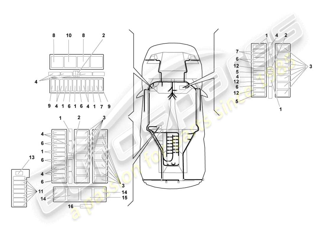 lamborghini murcielago coupe (2006) central electrics parts diagram