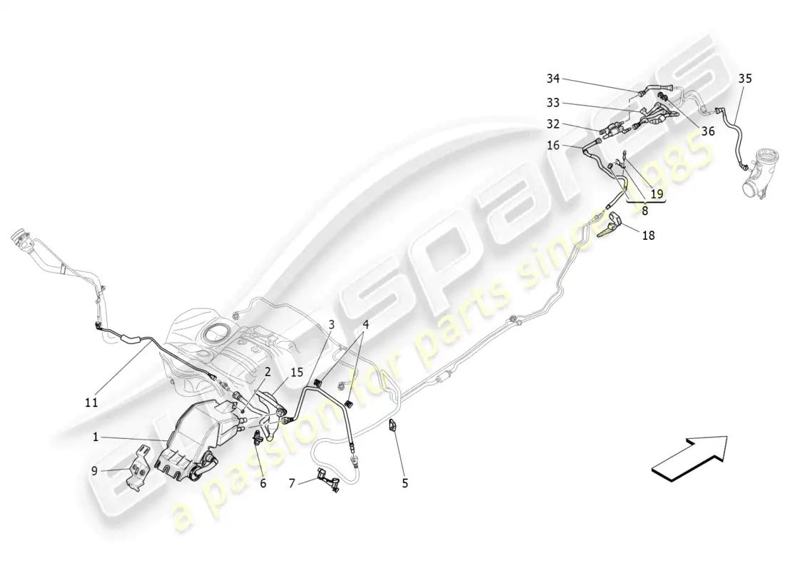 maserati levante trofeo (2020) fuel vapour recirculation system parts diagram