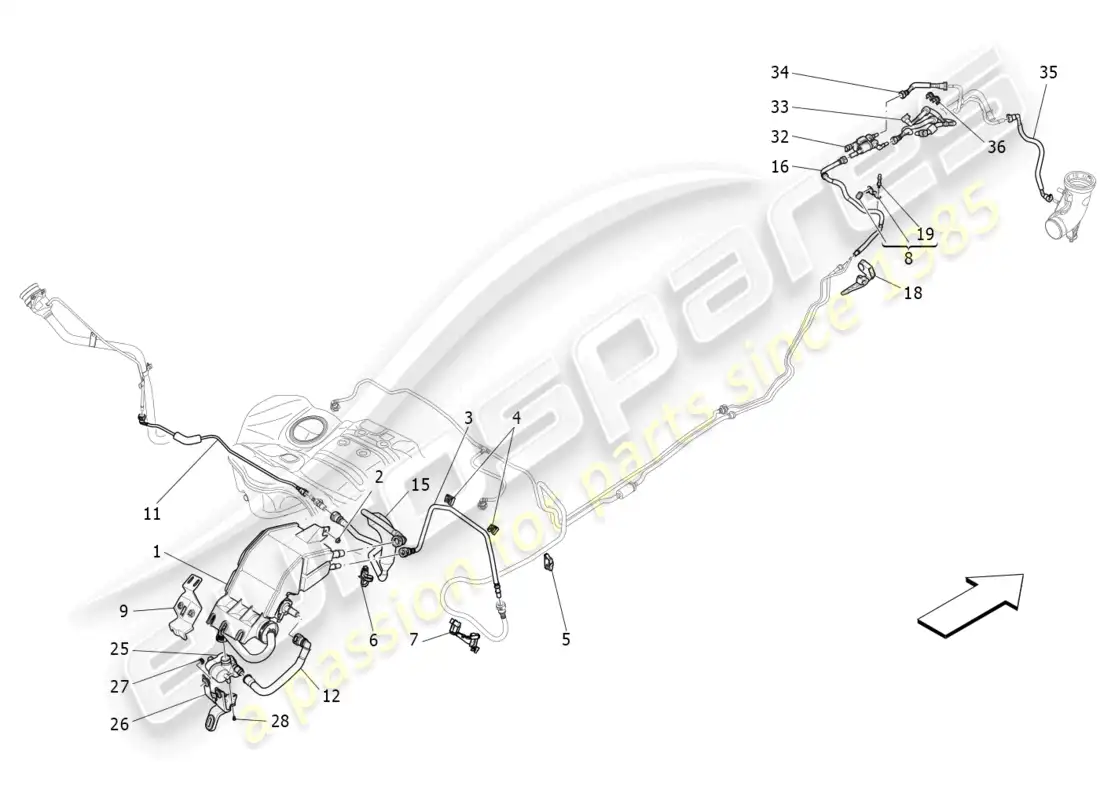 maserati levante trofeo (2020) fuel vapour recirculation system parts diagram