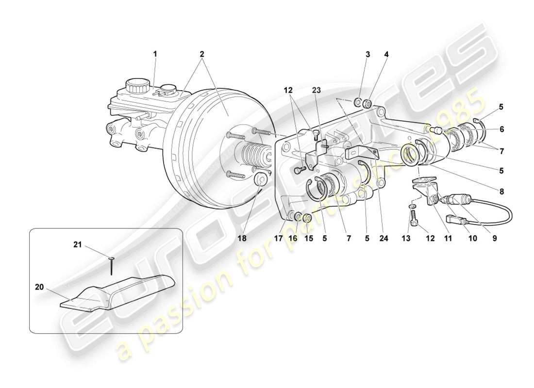 lamborghini murcielago coupe (2003) brake servo rhd part diagram