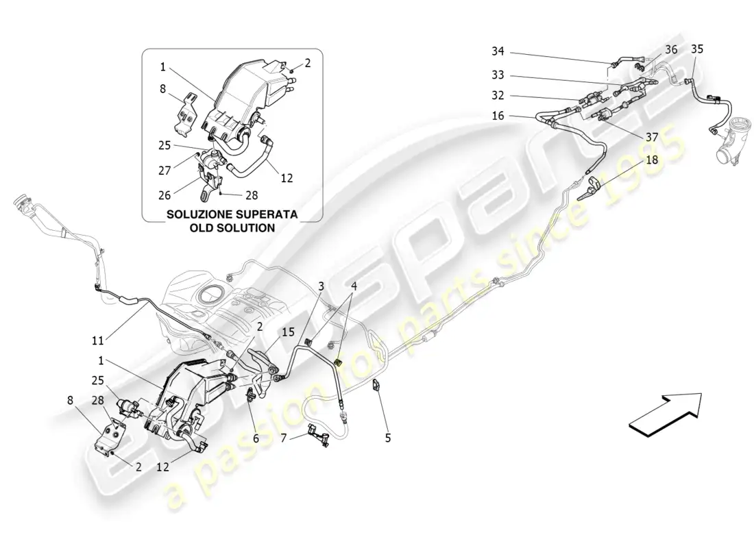 maserati levante modena s (2022) fuel vapour recirculation system parts diagram