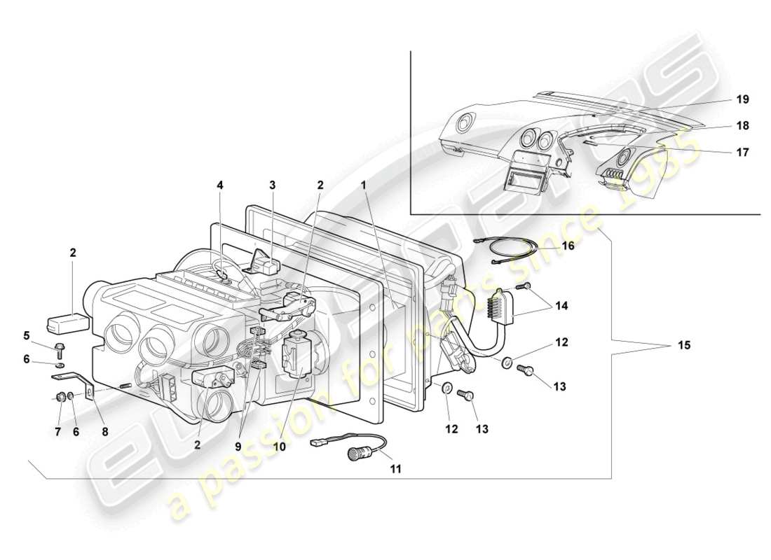 lamborghini murcielago coupe (2002) air conditioning rhd parts diagram