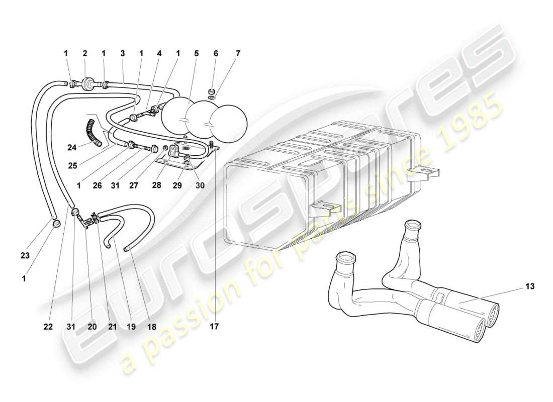 lamborghini murcielago roadster (2006) vacuum system part diagram