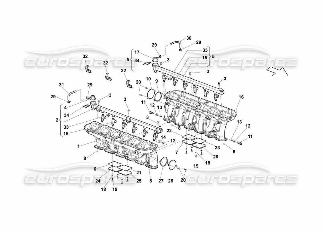 lamborghini murcielago lp670 intake manifold part diagram