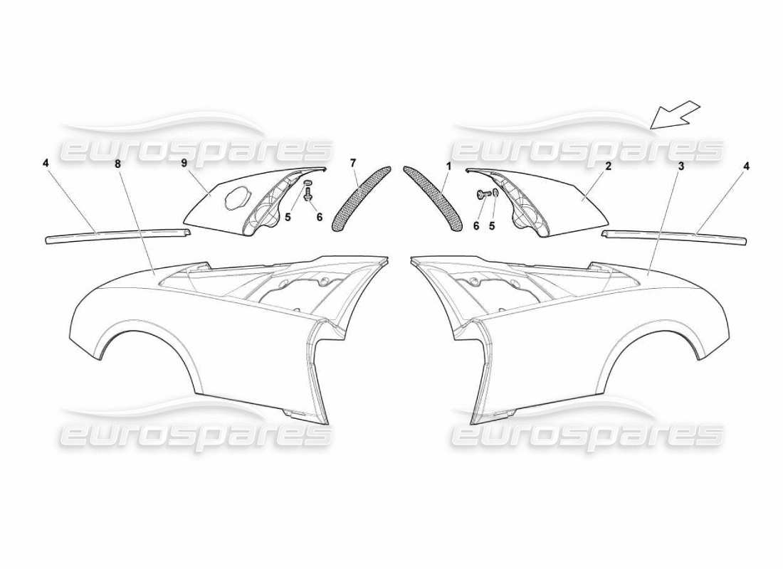 lamborghini murcielago lp670 rear fender part diagram