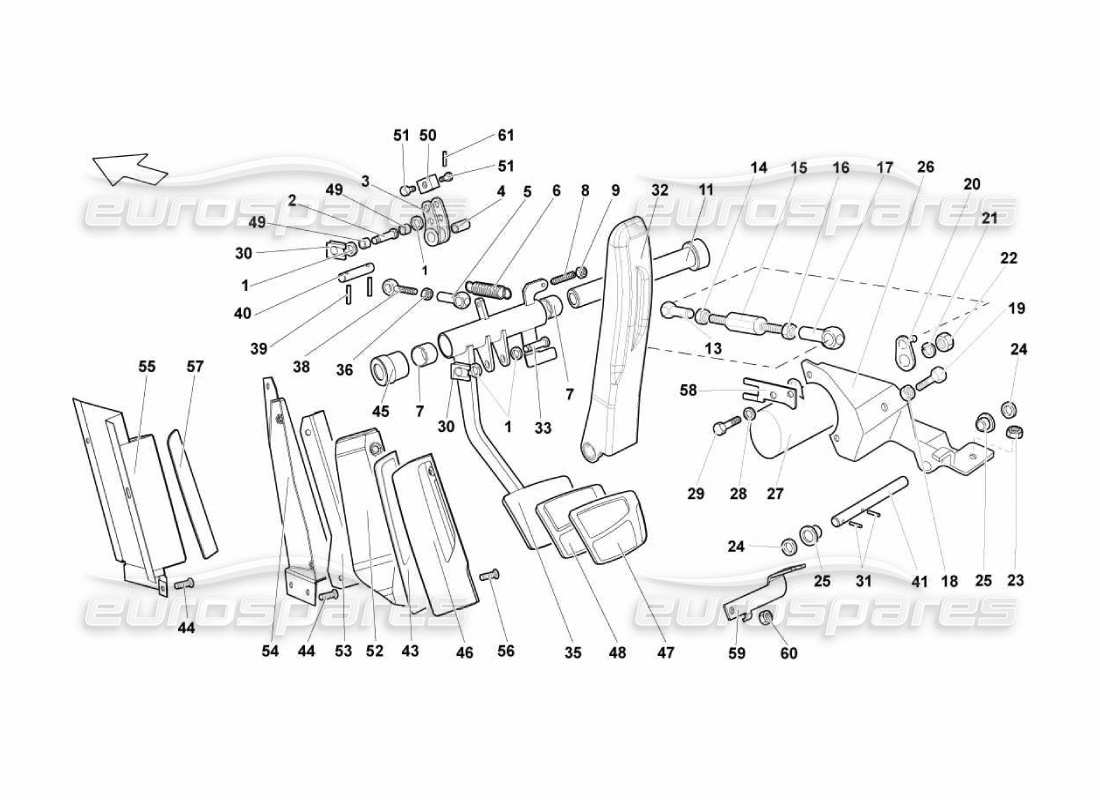 lamborghini murcielago lp670 e-gear control pedal part diagram