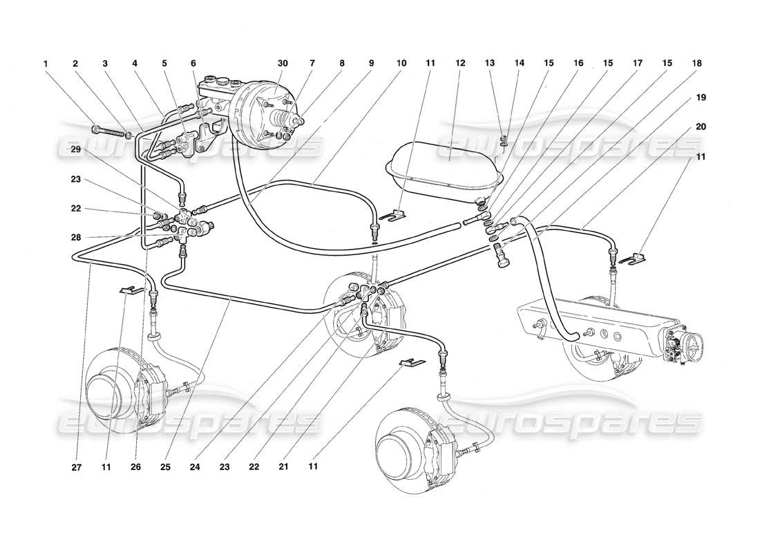 lamborghini diablo sv (1997) brake system parts diagram