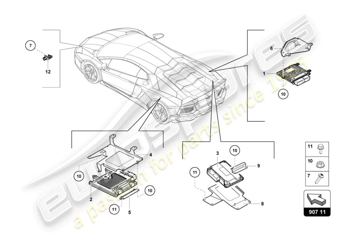 lamborghini 2021 (lp770-4 svj roadster) engine control unit parts diagram