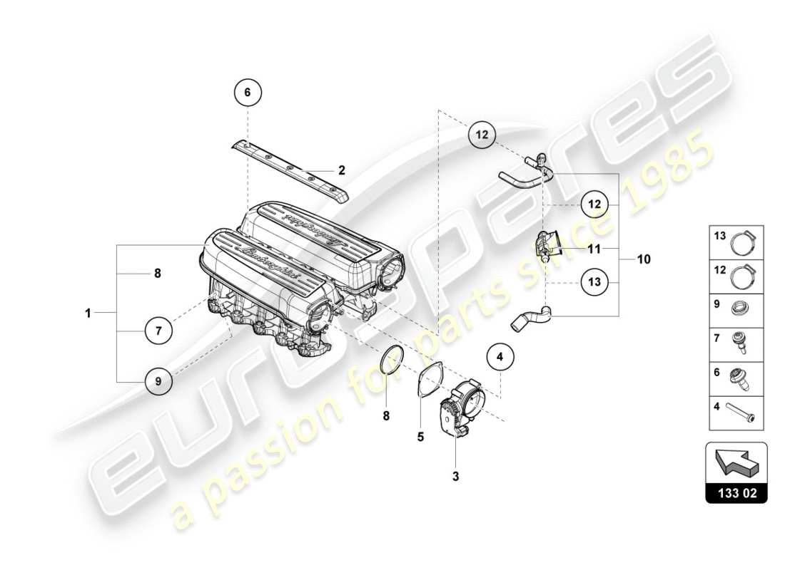 lamborghini performante coupe (2020) intake manifold part diagram