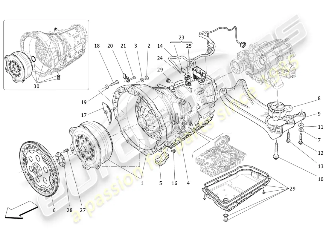 maserati ghibli (2014) gearbox housings parts diagram