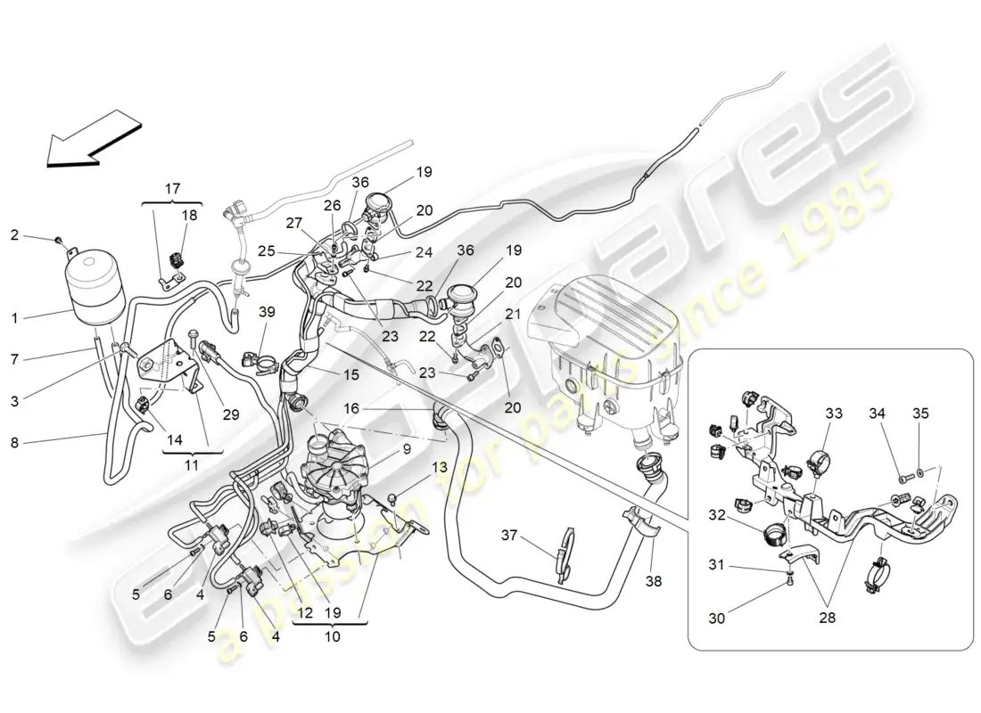 maserati levante modena s (2022) additional air system parts diagram