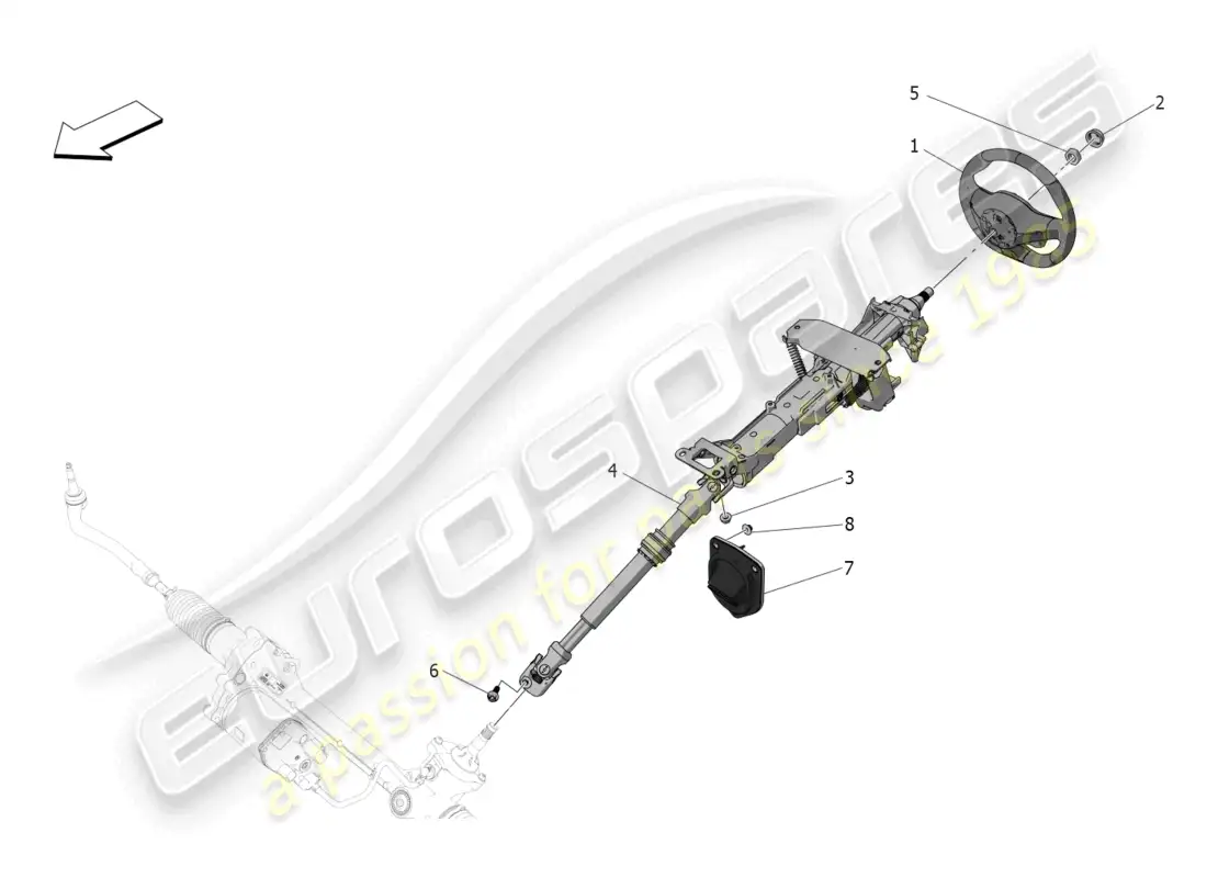 maserati mc20 cielo (2023) steering column and steering wheel unit parts diagram